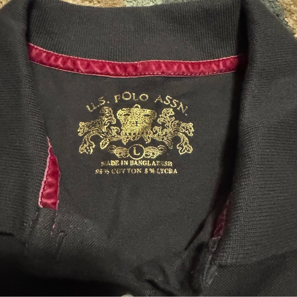Vintage U.S. Polo Assn. Women’s Gray Polo – Pink Logo – Tagged L Fits Like S - Picture 5 of 6